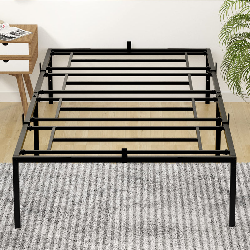 GAOMON Twin Metal Platform Bed Frame with Steel Slat Support, 13.8 Inch Height, Easy Assembly, No Box Spring Needed, Ample Storage Space,Black