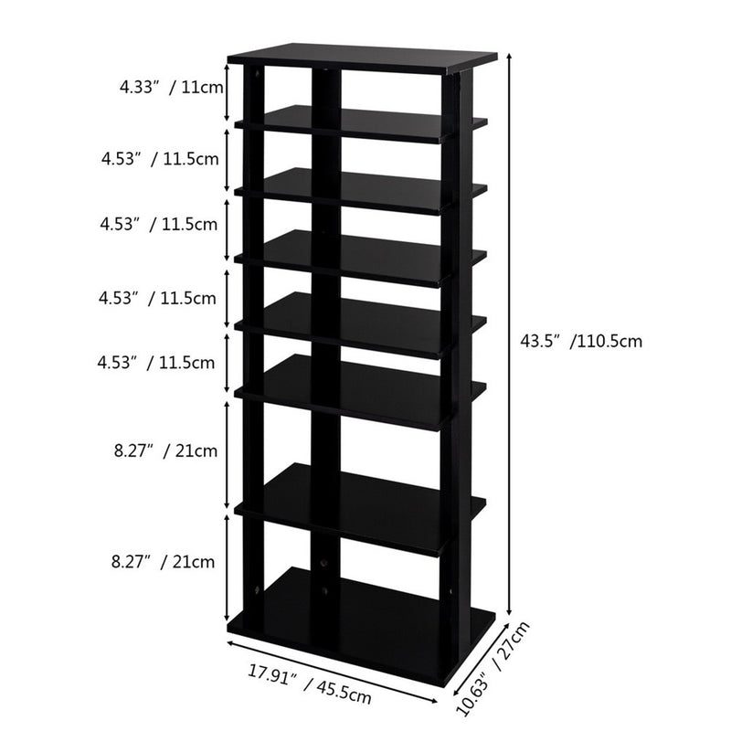 ALICIAN 7-layer Wooden Shoe Rack Storage Mount Household Furniture Room Organizer Black