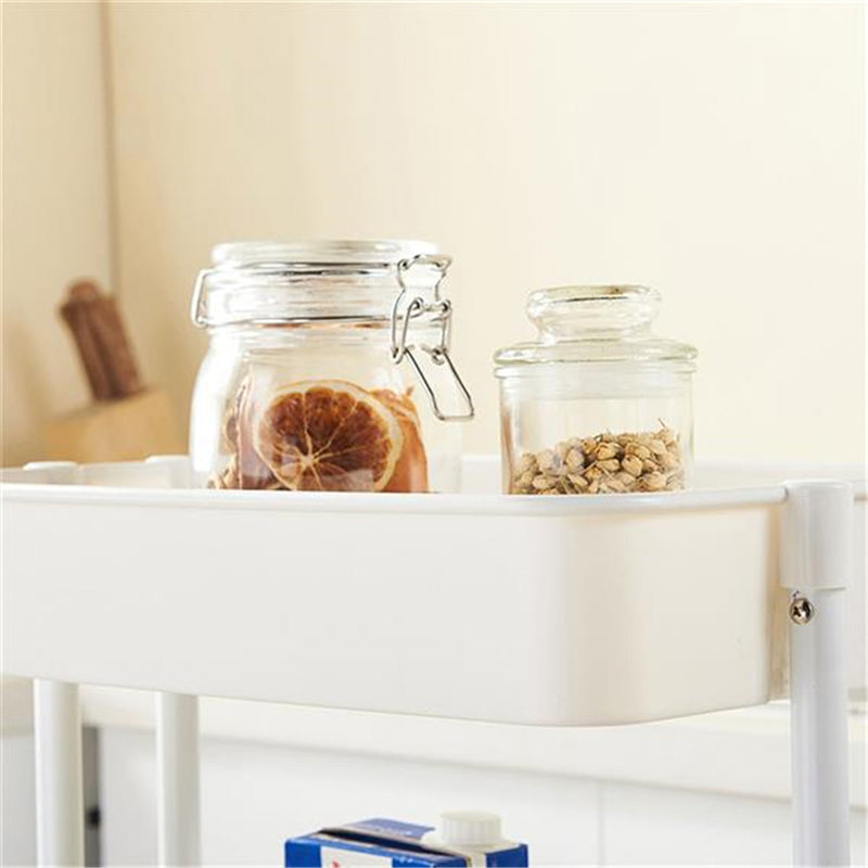 RONSHIN 3 Layers Storage Cart for Kitchen Bedroom Milk White