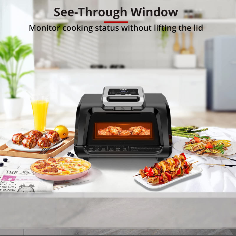 Zstar GZ01 Indoor Grill Air Fryer 7-in-1 Smokeless Electric 1750W 4Qt Black  for sale online